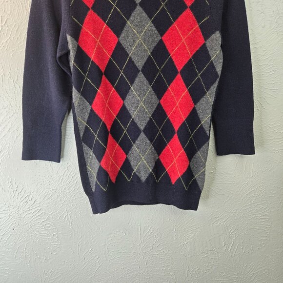 Banana Republic 100% Lambswool Sweater XS Argyle Preppy Retro Y2k Academia Top - Picture 4 of 15